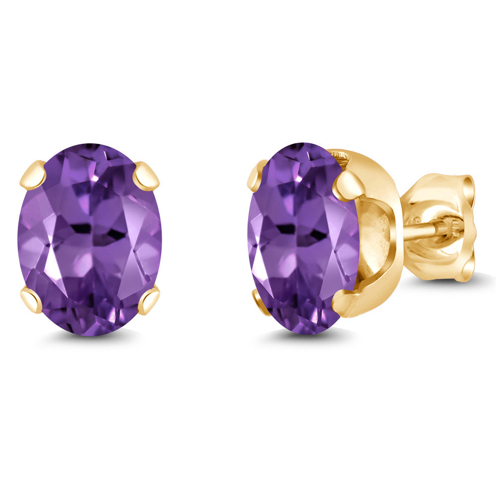 Amethyst - February_Earrings in 925 Yellow Gold Plated Silver