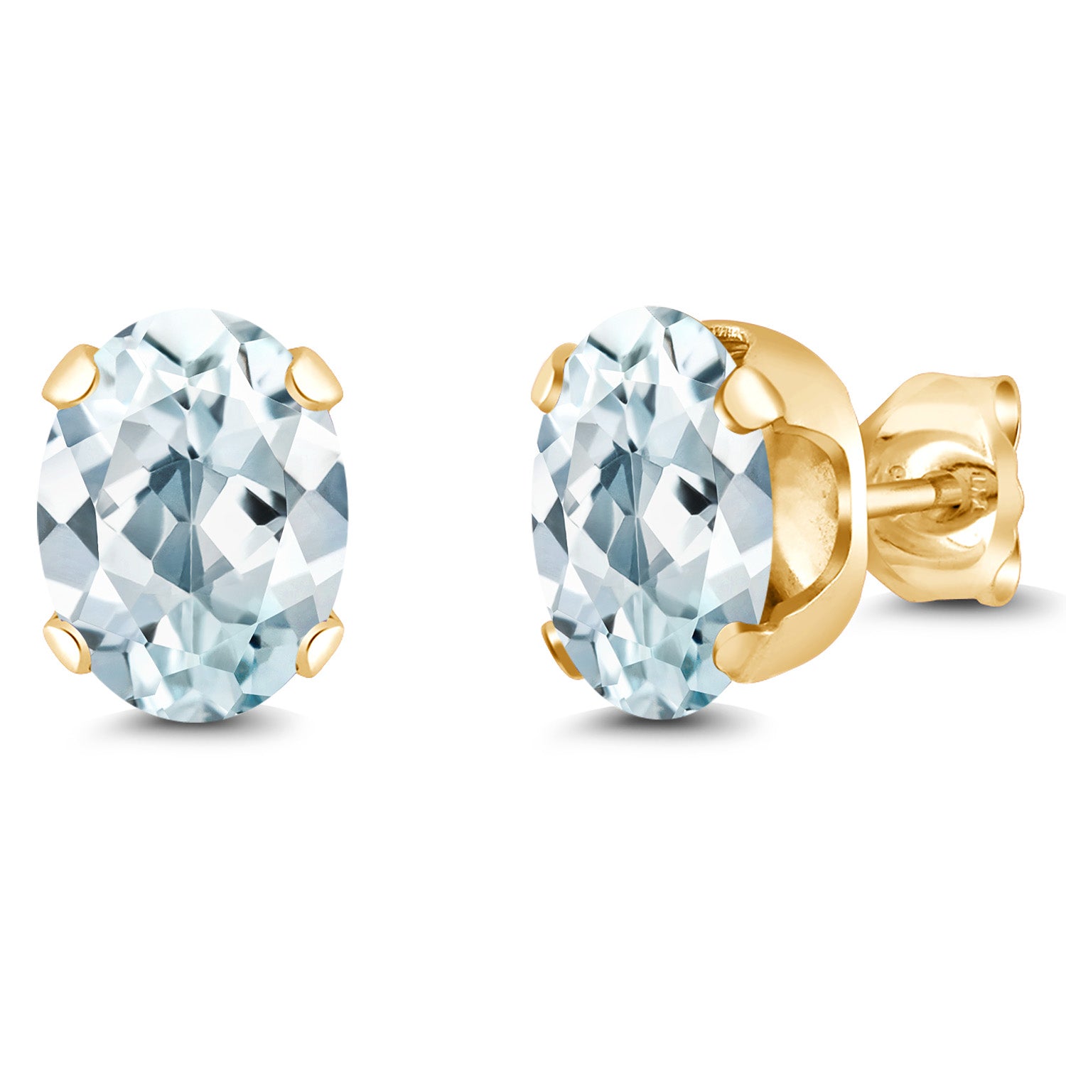 Aquamarine - March_Earrings in 925 Yellow Gold Plated Silver