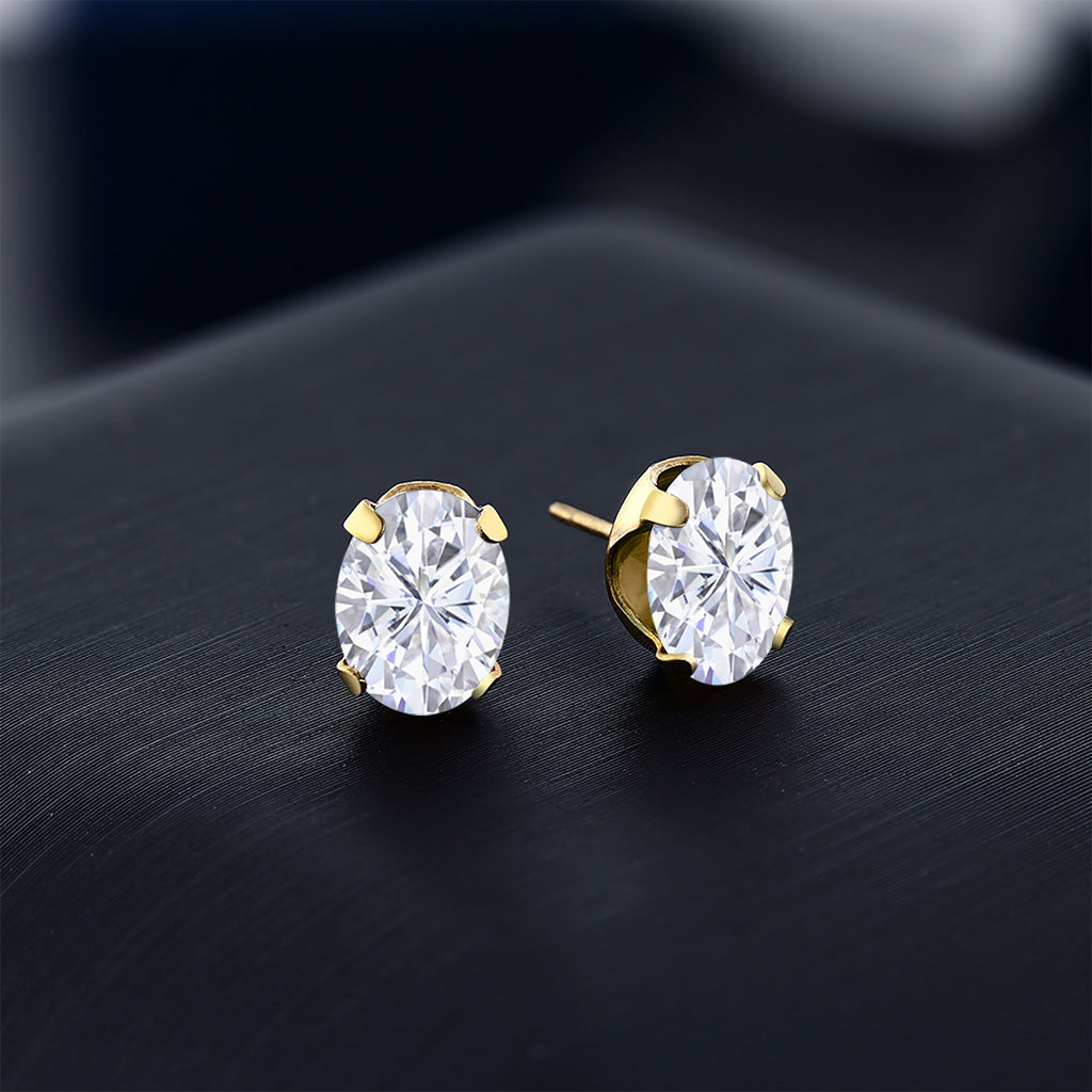 Faint Color (IJ)_Earrings in 925 Yellow Gold Plated Silver