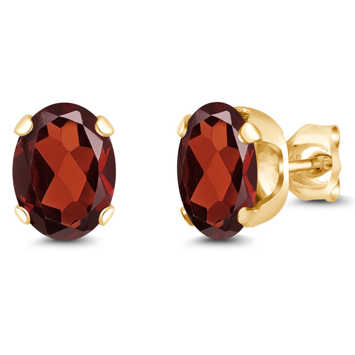 Garnet - January_Earrings in 925 Yellow Gold Plated Silver