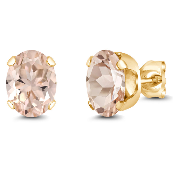 Morganite - October_Earrings in 925 Yellow Gold Plated Silver
