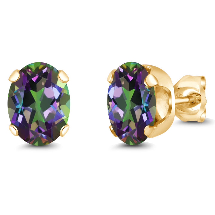 Green Mystic Topaz_Earrings in 925 Yellow Gold Plated Silver