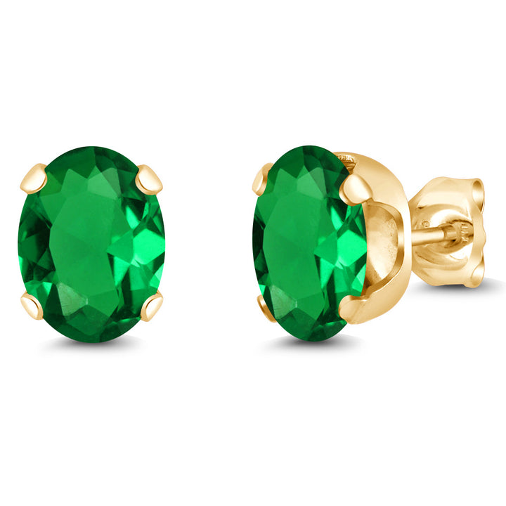 Nano Emerald - May_Earrings in 925 Yellow Gold Plated Silver