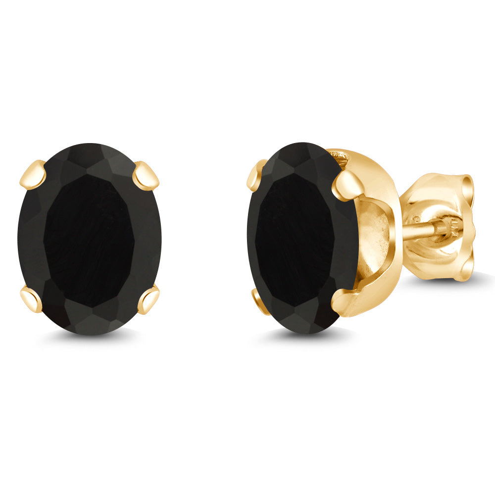 Onyx - December_Earrings in 925 Yellow Gold Plated Silver