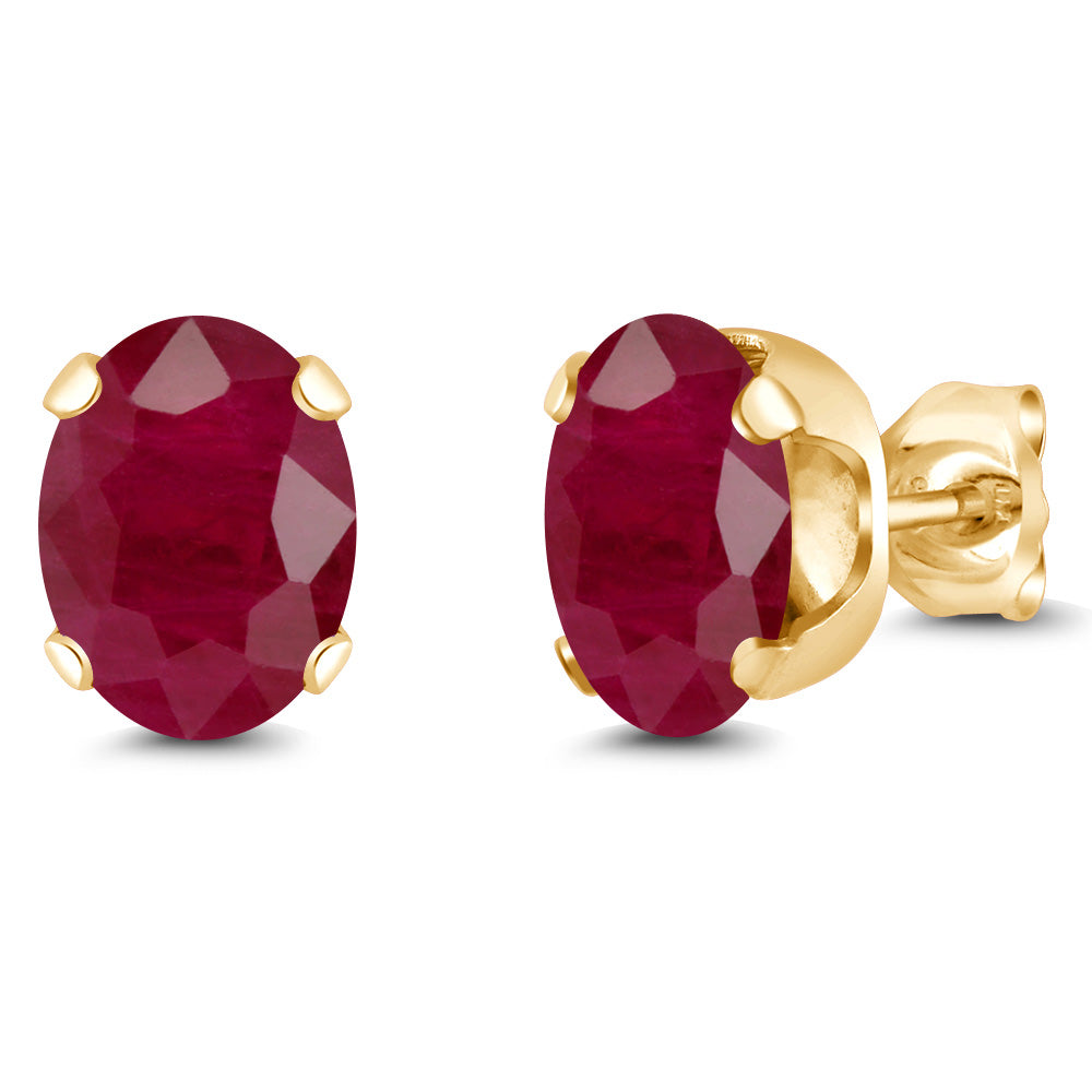 Ruby - July_Earrings in 925 Yellow Gold Plated Silver