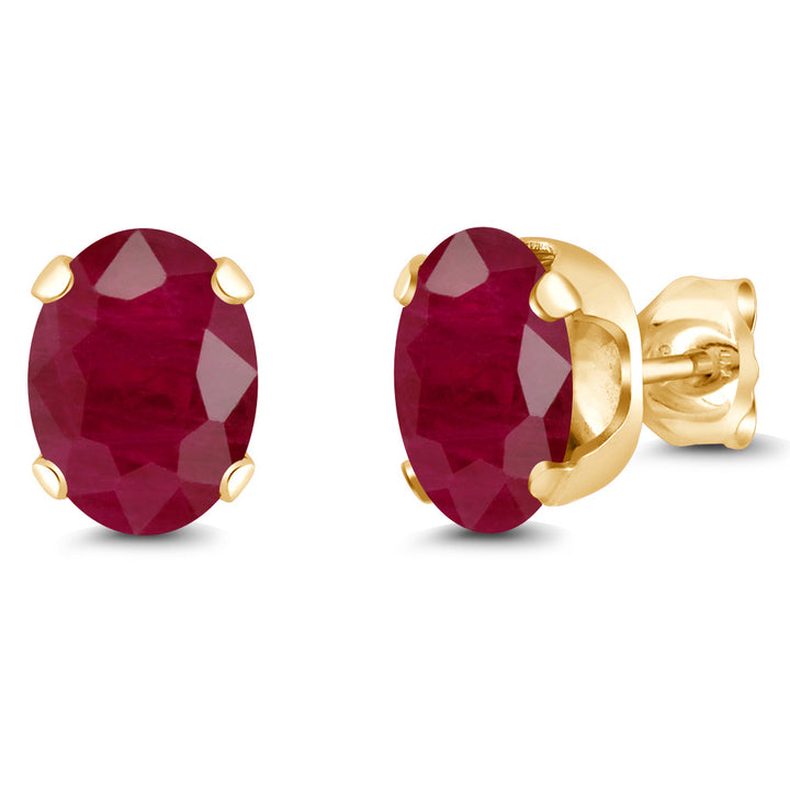 Ruby - July_Earrings in 925 Yellow Gold Plated Silver
