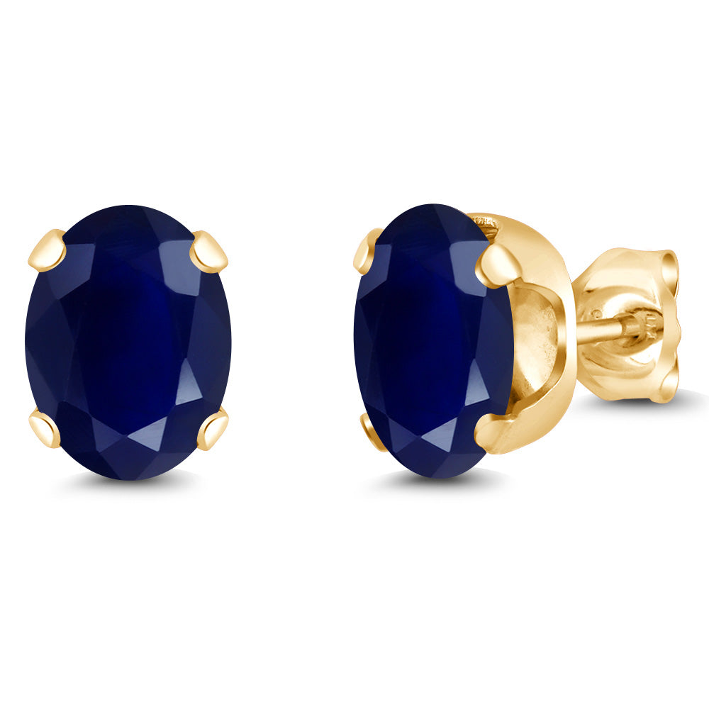 Blue Sapphire - September_Earrings in 925 Yellow Gold Plated Silver