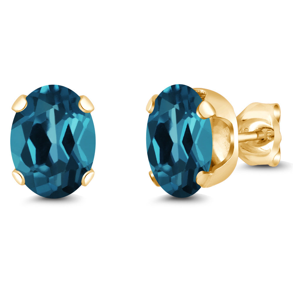 London Blue Topaz - November_Earrings in 925 Yellow Gold Plated Silver