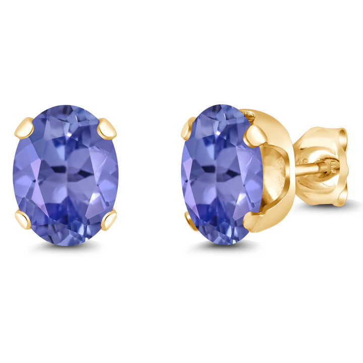 Tanzanite - December_Earrings in 925 Yellow Gold Plated Silver