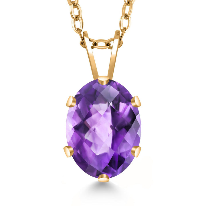 18K Yellow Gold Plated Silver Oval Necklace | Oval 8X6MM | Gold Pendant Necklace for Women | With 18 Inch Chain
