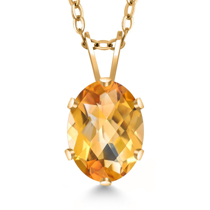 18K Yellow Gold Plated Silver Oval Necklace | Oval 8X6MM | Gold Pendant Necklace for Women | With 18 Inch Chain