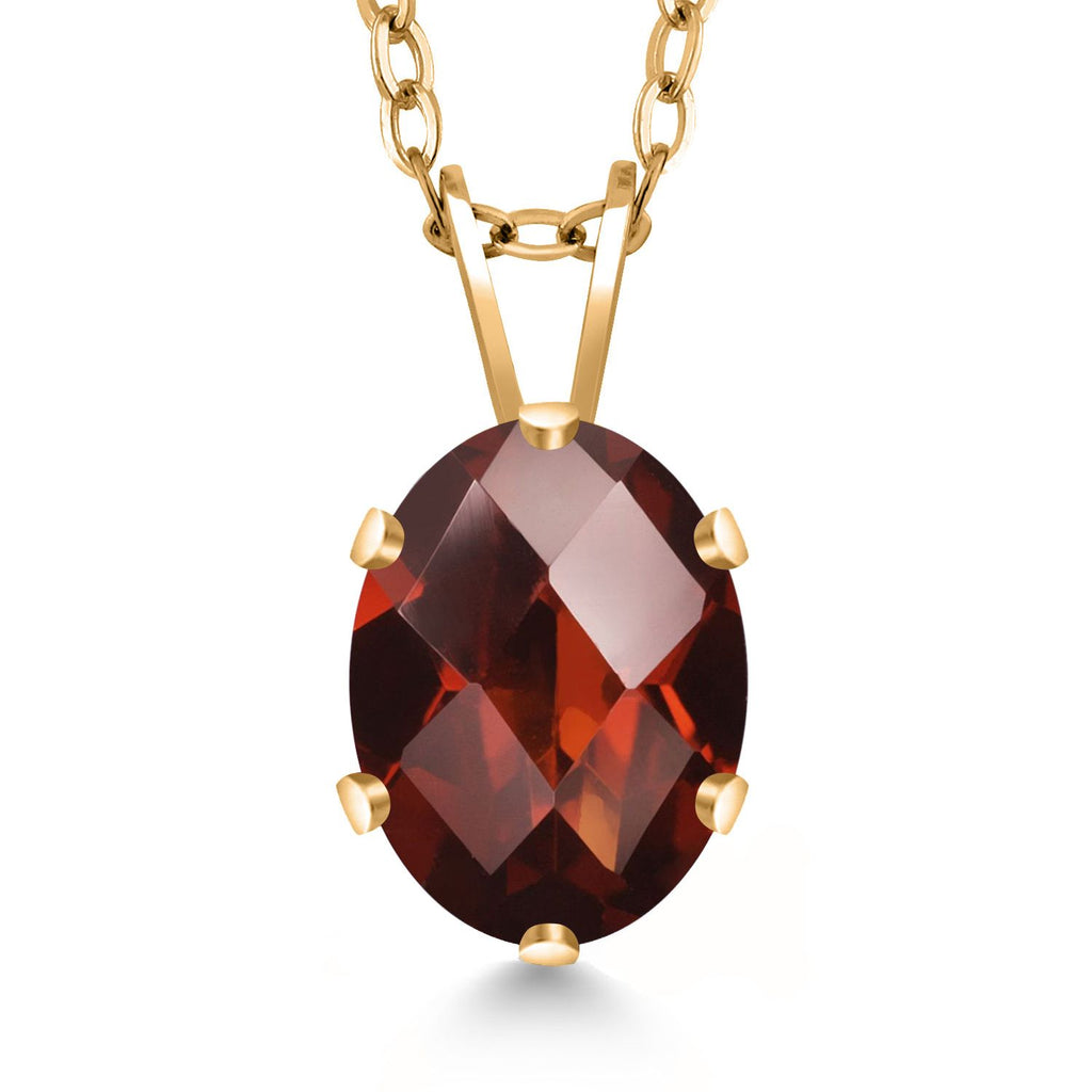 Garnet-Checkerboard - January_Pendant in 925 Yellow Gold Plated Silver