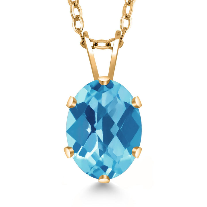 18K Yellow Gold Plated Silver Oval Necklace | Oval 8X6MM | Gold Pendant Necklace for Women | With 18 Inch Chain