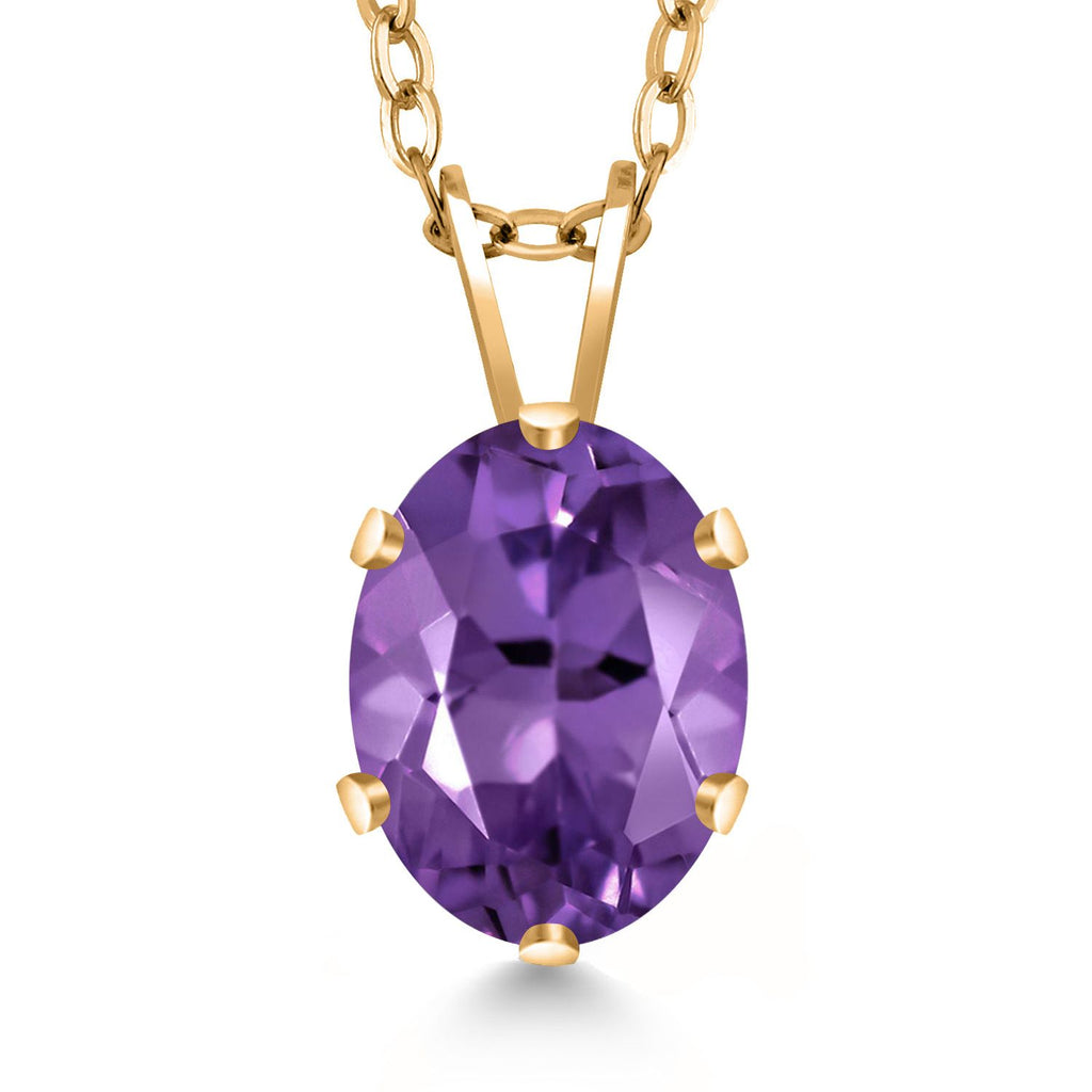 Gem Stone King 18K Yellow Gold Plated Silver Oval Necklace | Oval 8X6MM | Gold Pendant Necklace for Women | With 18 Inch Chain