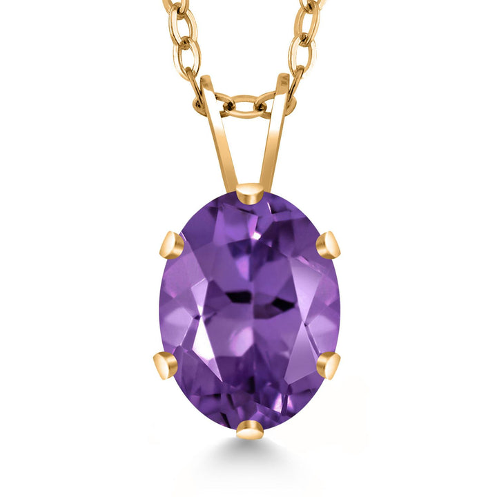 18K Yellow Gold Plated Silver Oval Necklace | Oval 8X6MM | Gold Pendant Necklace for Women | With 18 Inch Chain
