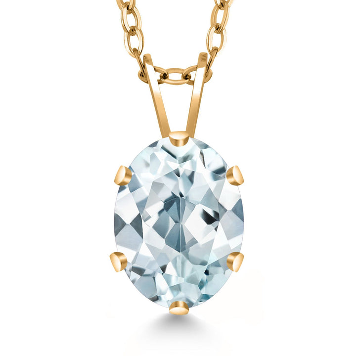 18K Yellow Gold Plated Silver Oval Necklace | Oval 8X6MM | Gold Pendant Necklace for Women | With 18 Inch Chain
