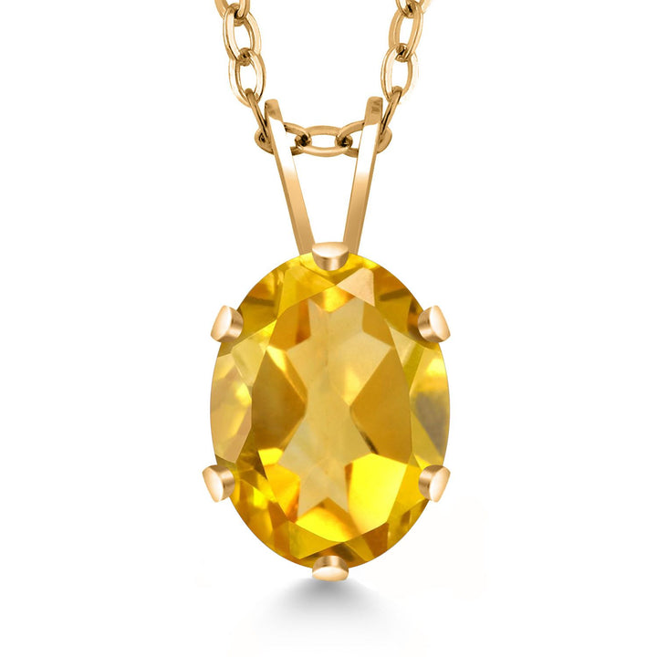 18K Yellow Gold Plated Silver Oval Necklace | Oval 8X6MM | Gold Pendant Necklace for Women | With 18 Inch Chain