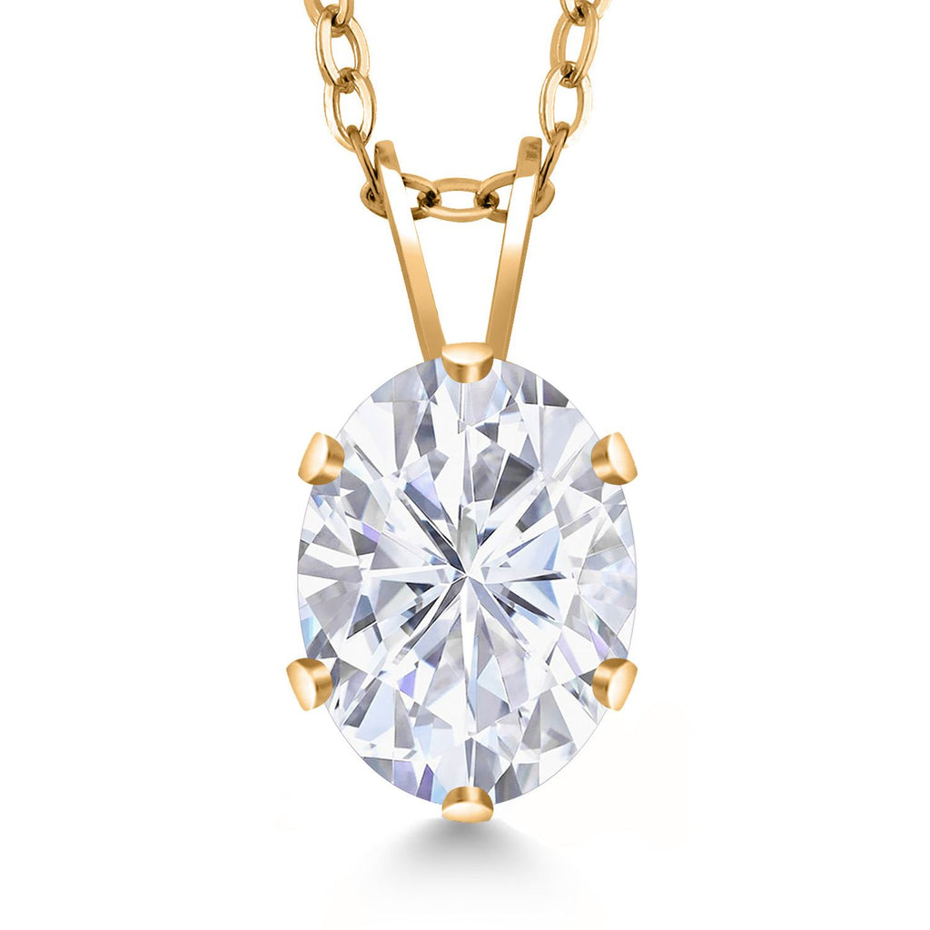Gem Stone King 18K Yellow Gold Plated Silver Oval Necklace | Oval 8X6MM | Gold Pendant Necklace for Women | With 18 Inch Chain