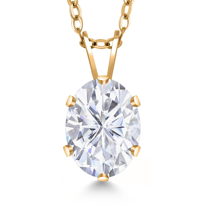 18K Yellow Gold Plated Silver Oval Necklace | Oval 8X6MM | Gold Pendant Necklace for Women | With 18 Inch Chain