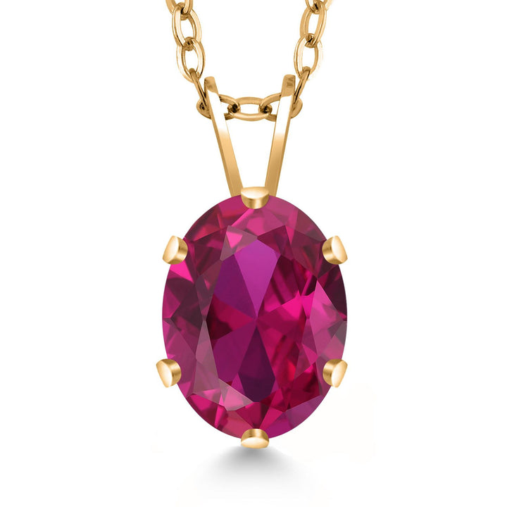 18K Yellow Gold Plated Silver Oval Necklace | Oval 8X6MM | Gold Pendant Necklace for Women | With 18 Inch Chain