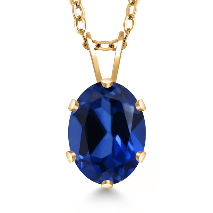 18K Yellow Gold Plated Silver Oval Necklace | Oval 8X6MM | Gold Pendant Necklace for Women | With 18 Inch Chain