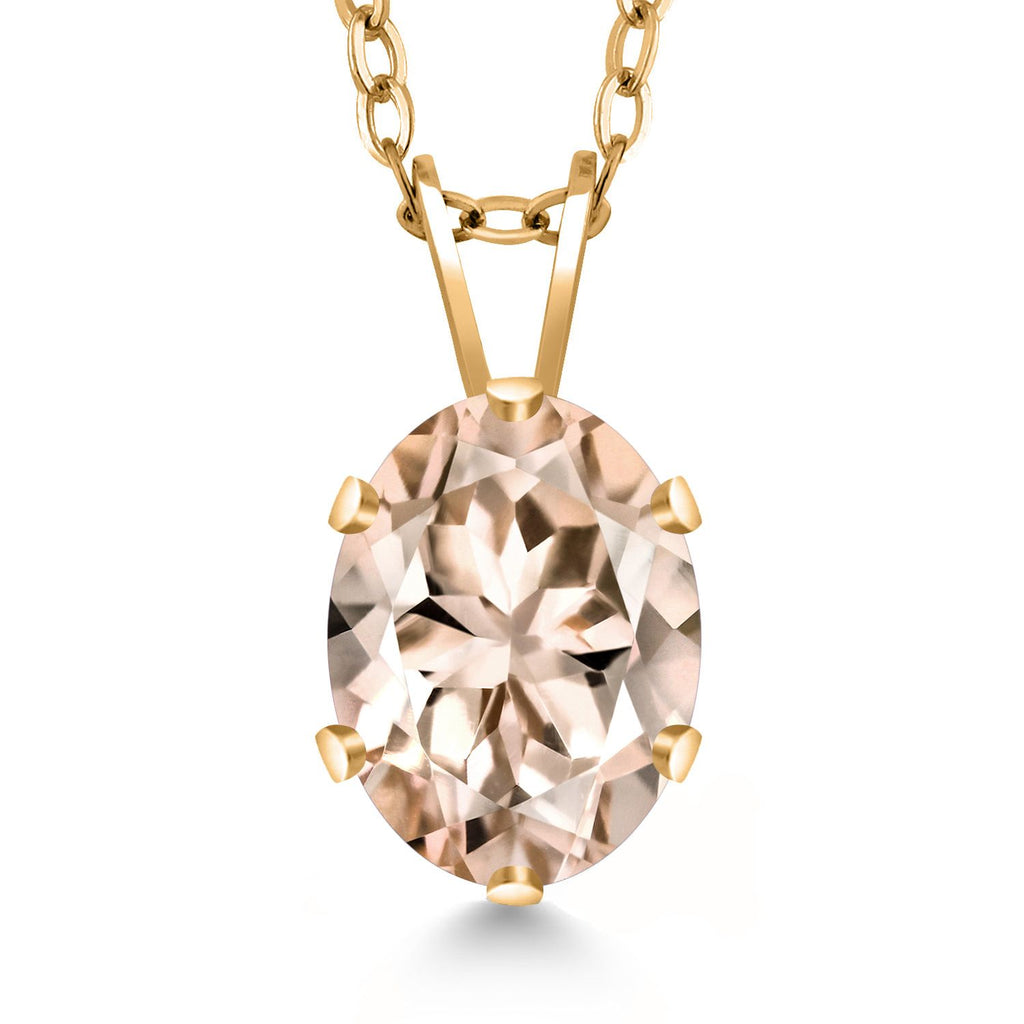 Morganite - October_Pendant in 925 Yellow Gold Plated Silver