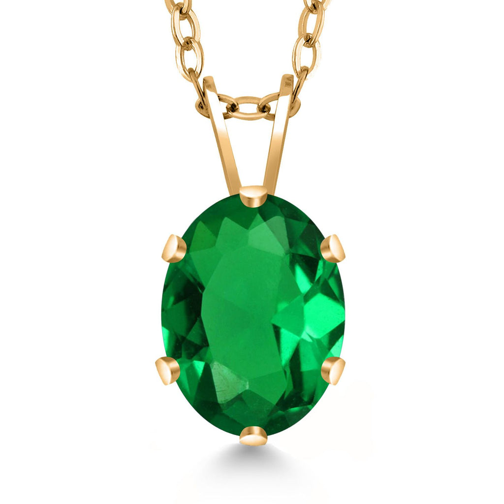 Gem Stone King 18K Yellow Gold Plated Silver Oval Necklace | Oval 8X6MM | Gold Pendant Necklace for Women | With 18 Inch Chain