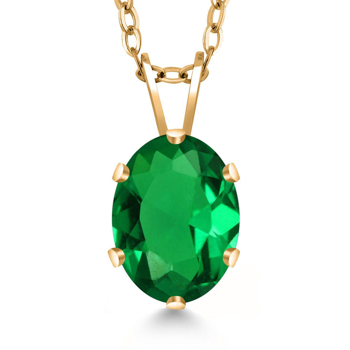 18K Yellow Gold Plated Silver Oval Necklace | Oval 8X6MM | Gold Pendant Necklace for Women | With 18 Inch Chain