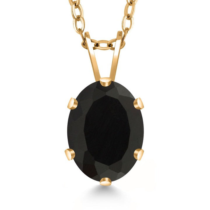 18K Yellow Gold Plated Silver Oval Necklace | Oval 8X6MM | Gold Pendant Necklace for Women | With 18 Inch Chain