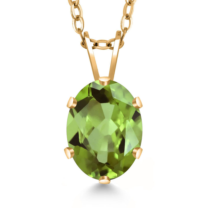 18K Yellow Gold Plated Silver Oval Necklace | Oval 8X6MM | Gold Pendant Necklace for Women | With 18 Inch Chain