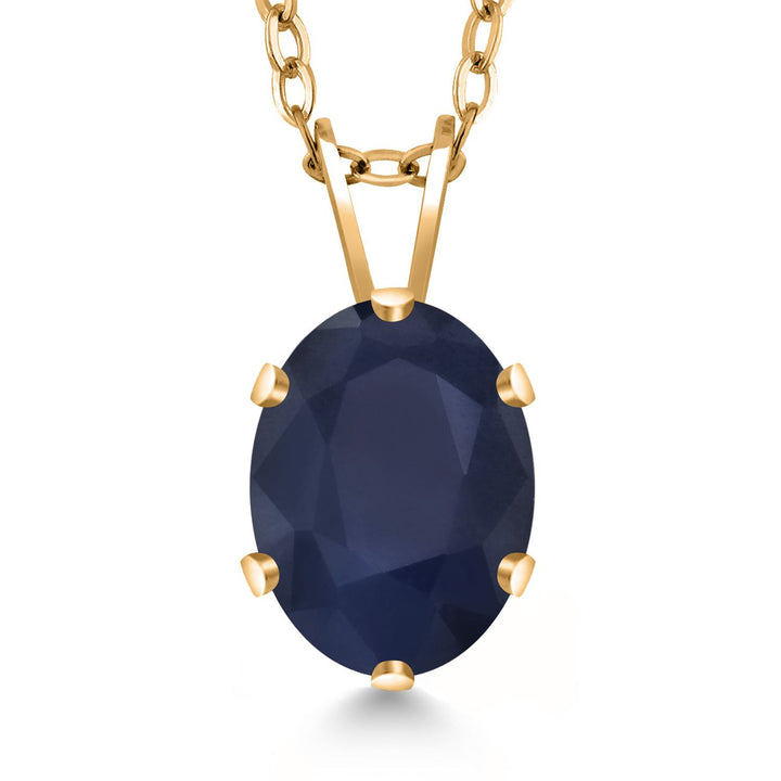 18K Yellow Gold Plated Silver Oval Necklace | Oval 8X6MM | Gold Pendant Necklace for Women | With 18 Inch Chain