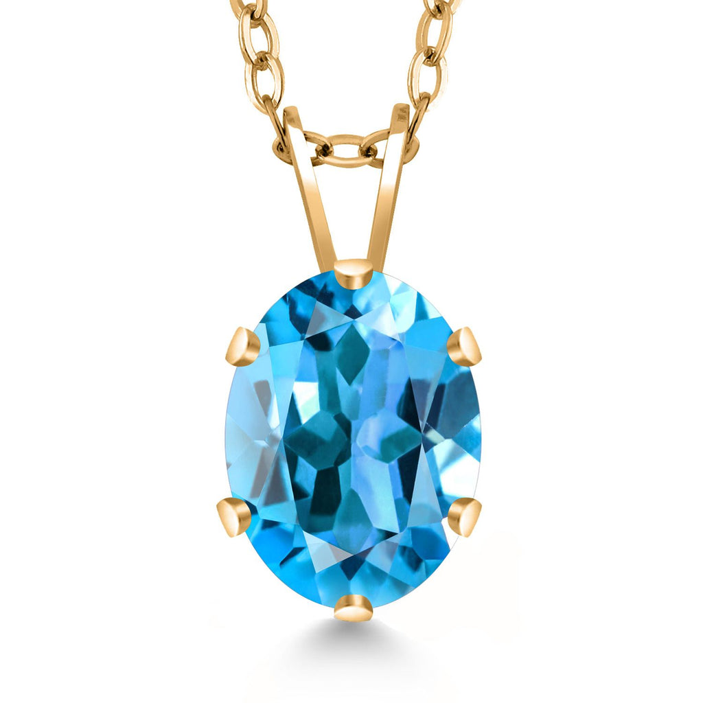 Swiss Blue Topaz - November_Pendant in 925 Yellow Gold Plated Silver