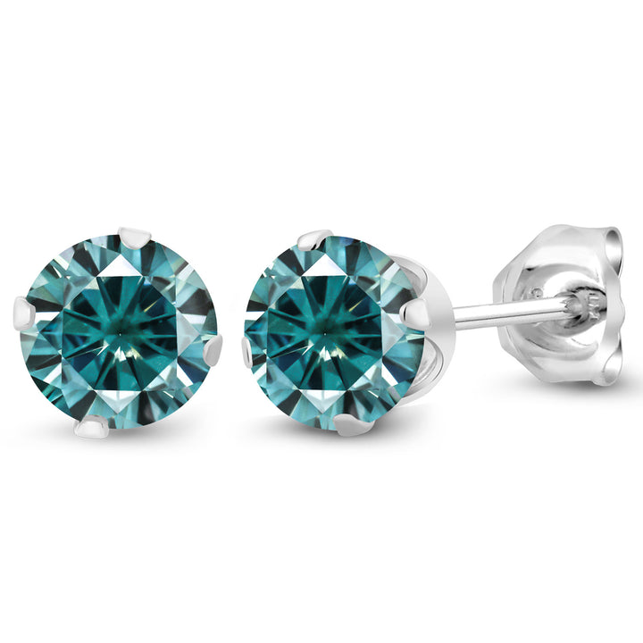Blue Moissanite - April_Earrings in 925 Sterling Silver
