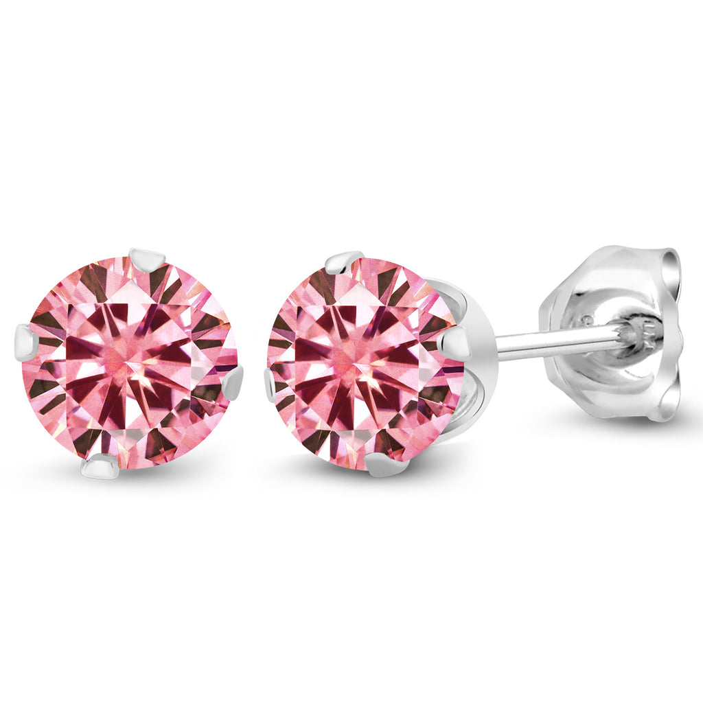 Pink Moissanite - April_Earrings in 925 Sterling Silver