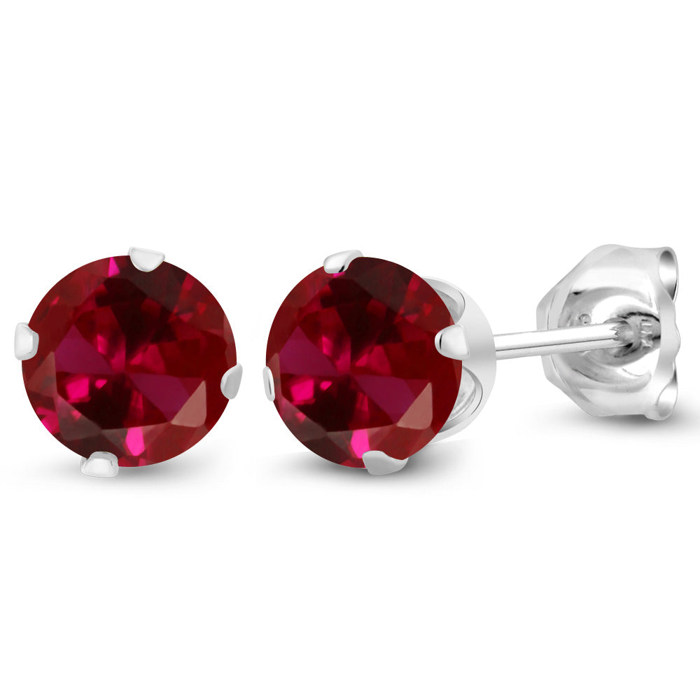 Created Ruby - July_Earrings in 925 Sterling Silver