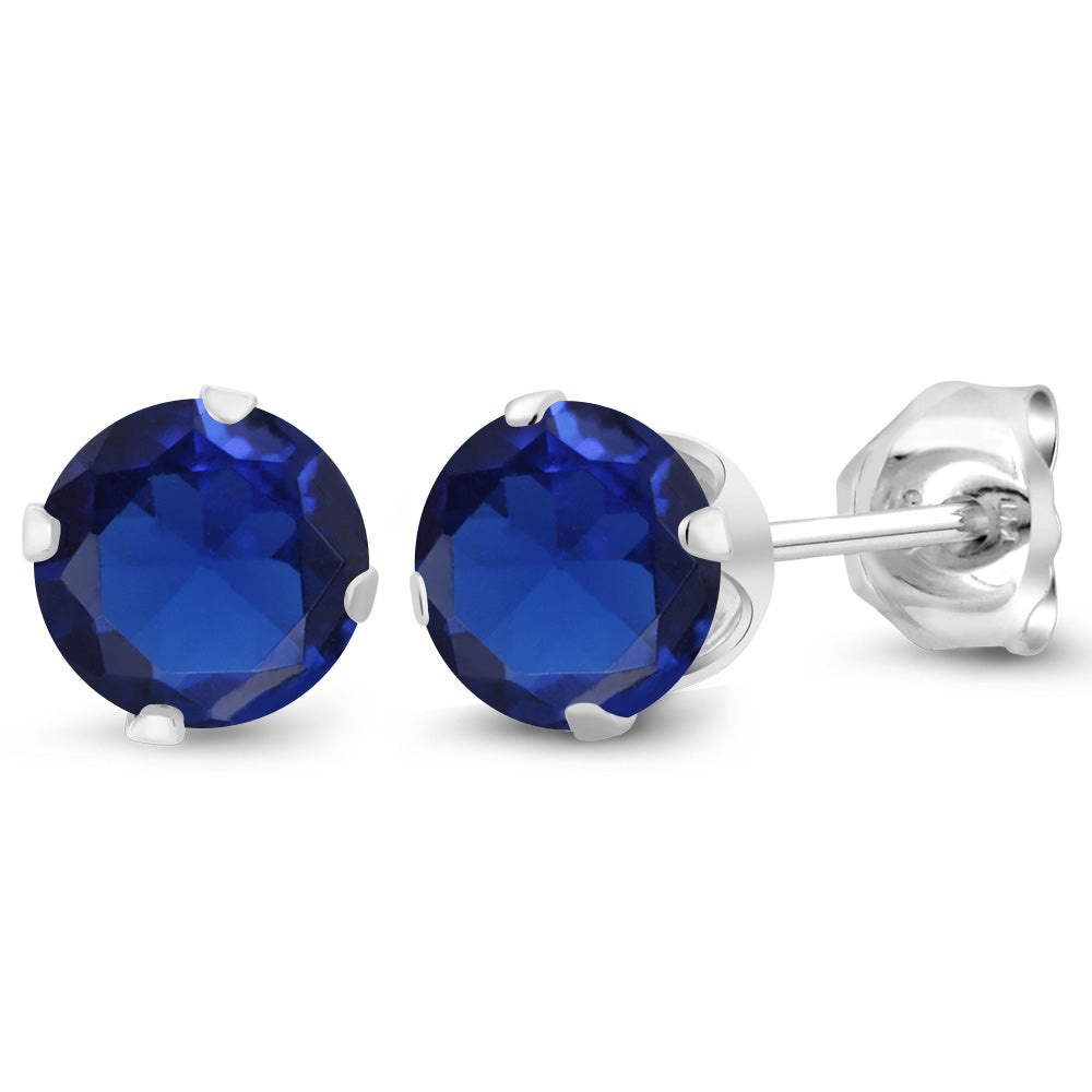 Blue Created Sapphire - September_Earrings in 925 Sterling Silver
