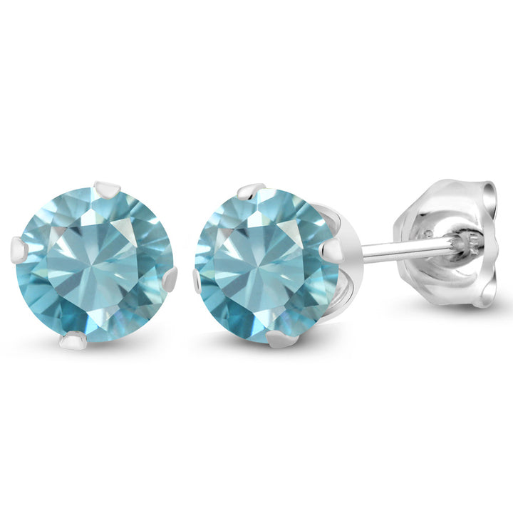 Blue Zircon_Earrings in 925 Sterling Silver