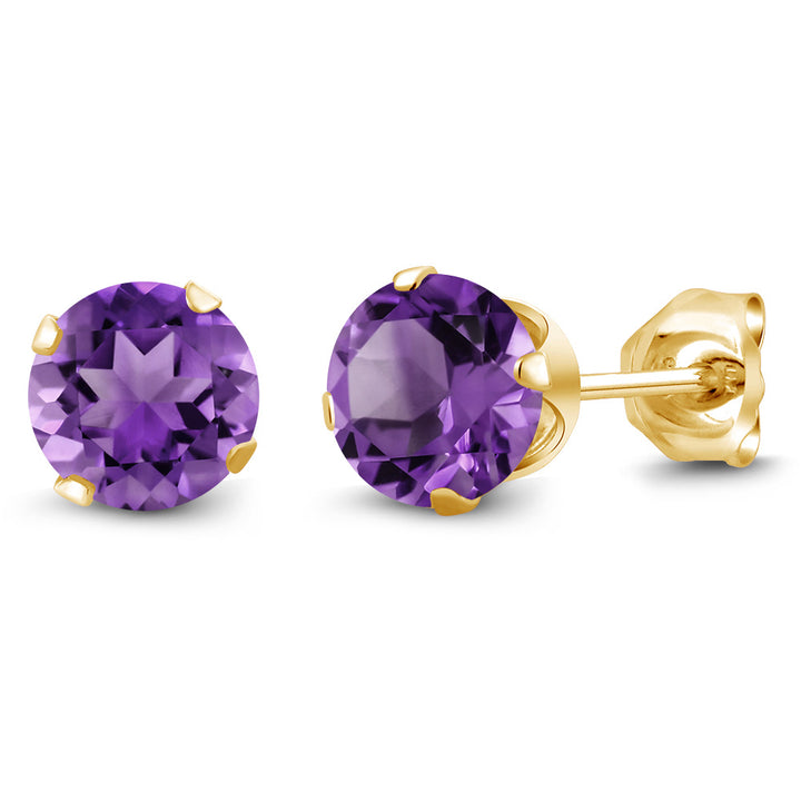 Amethyst - February_Earrings in 925 Yellow Gold Plated Silver