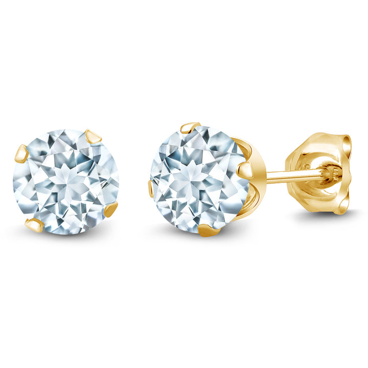 Aquamarine - March_Earrings in 925 Yellow Gold Plated Silver