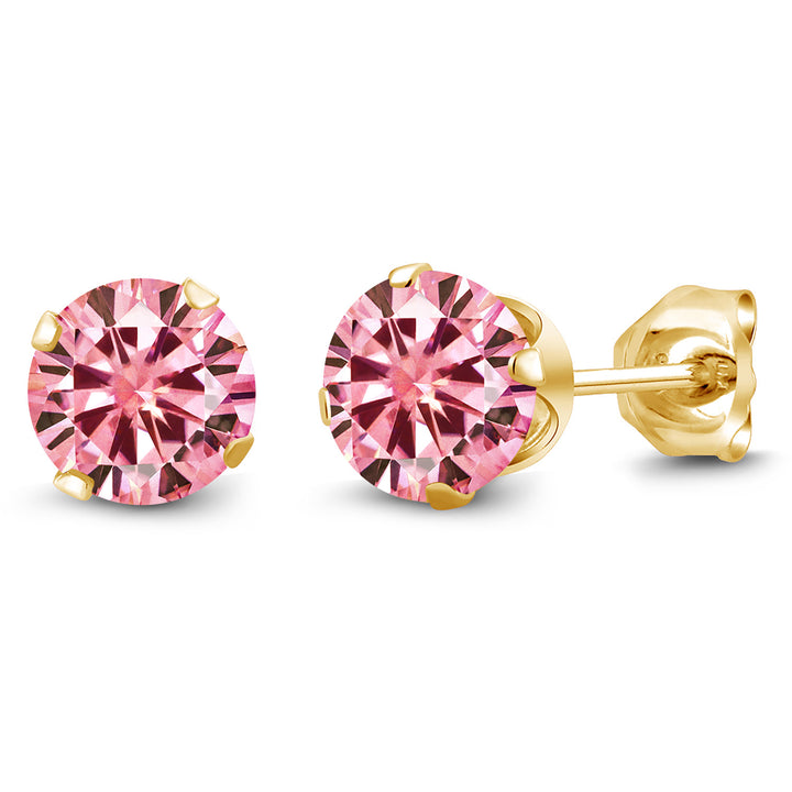 Pink Moissanite - April_Earrings in 925 Yellow Gold Plated Silver