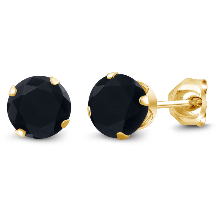 Onyx - December_Earrings in 925 Yellow Gold Plated Silver