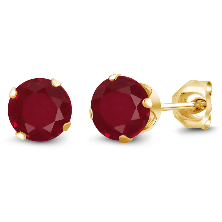 Ruby - July_Earrings in 925 Yellow Gold Plated Silver