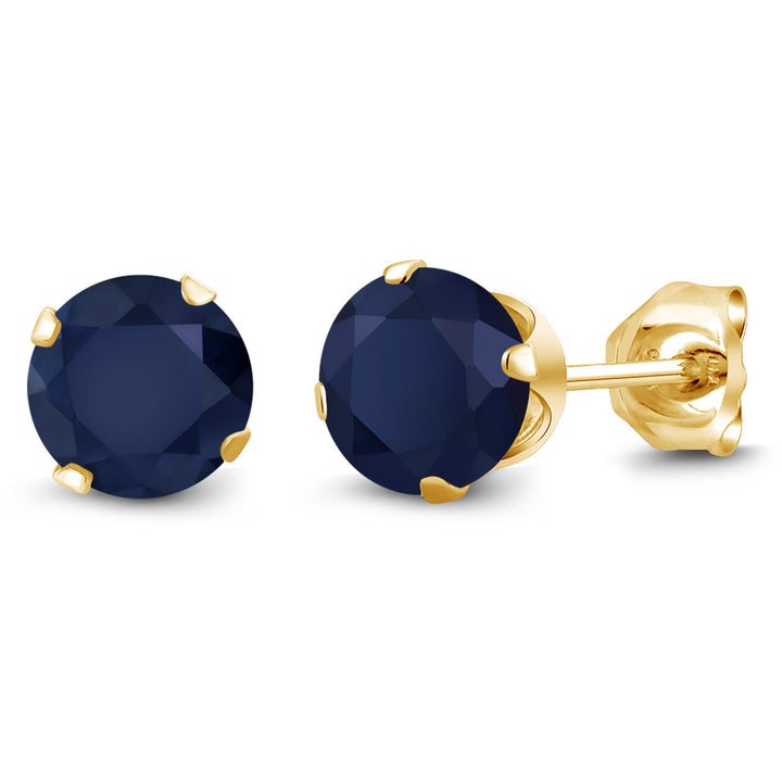 Blue Sapphire - September_Earrings in 925 Yellow Gold Plated Silver