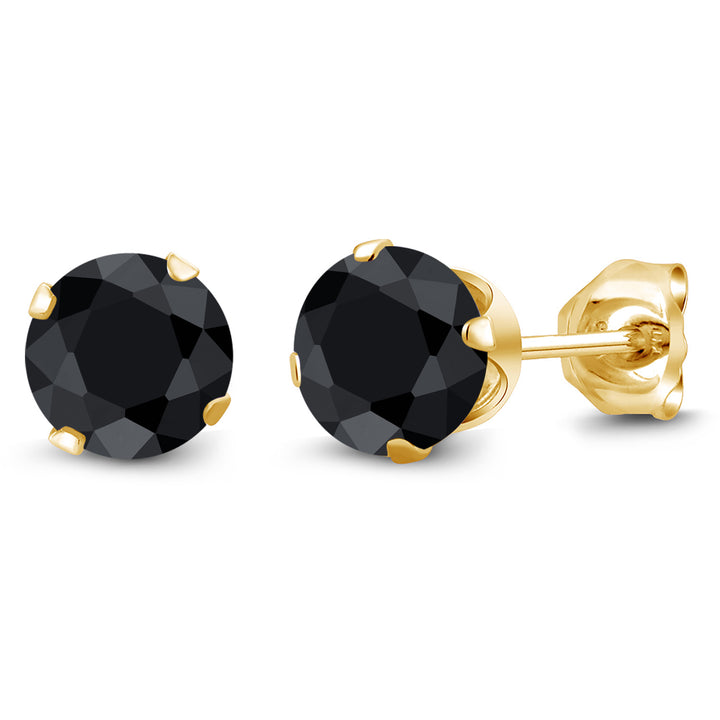 Black Sapphire - September_Earrings in 925 Yellow Gold Plated Silver