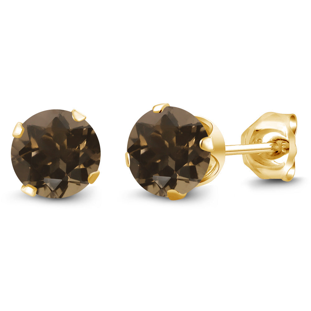 Smoky Quartz_Earrings in 925 Yellow Gold Plated Silver