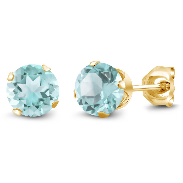 Sky Blue Topaz - November_Earrings in 925 Yellow Gold Plated Silver