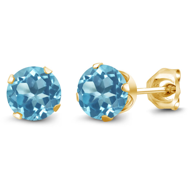 Swiss Blue Topaz - November_Earrings in 925 Yellow Gold Plated Silver