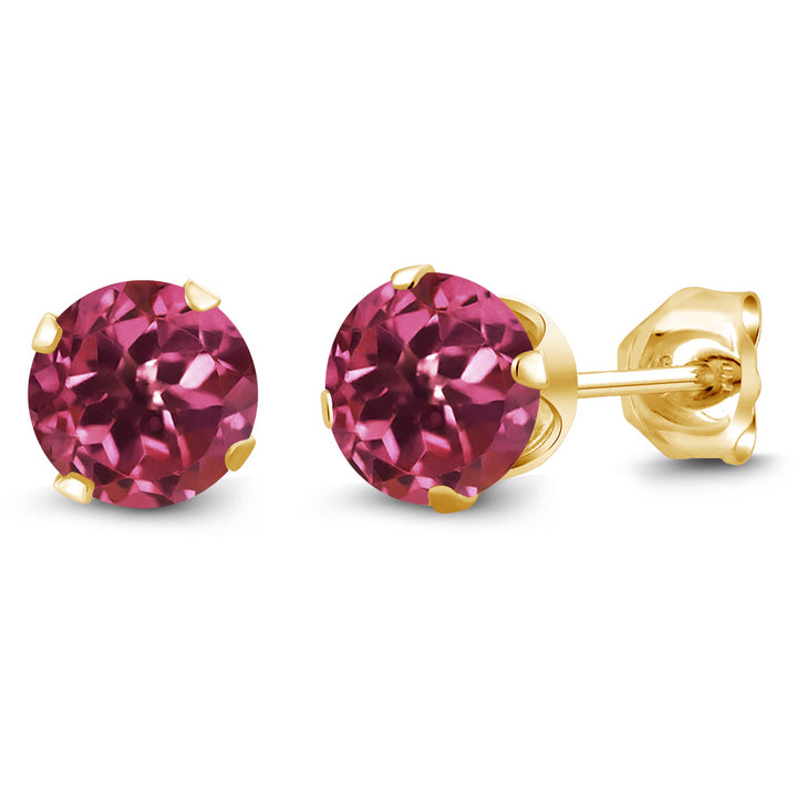 Pink Tourmaline - October_Earrings in 925 Yellow Gold Plated Silver