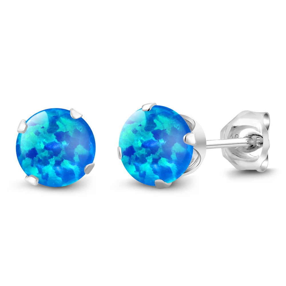 Blue Opal - October_Earrings in 925 Sterling Silver