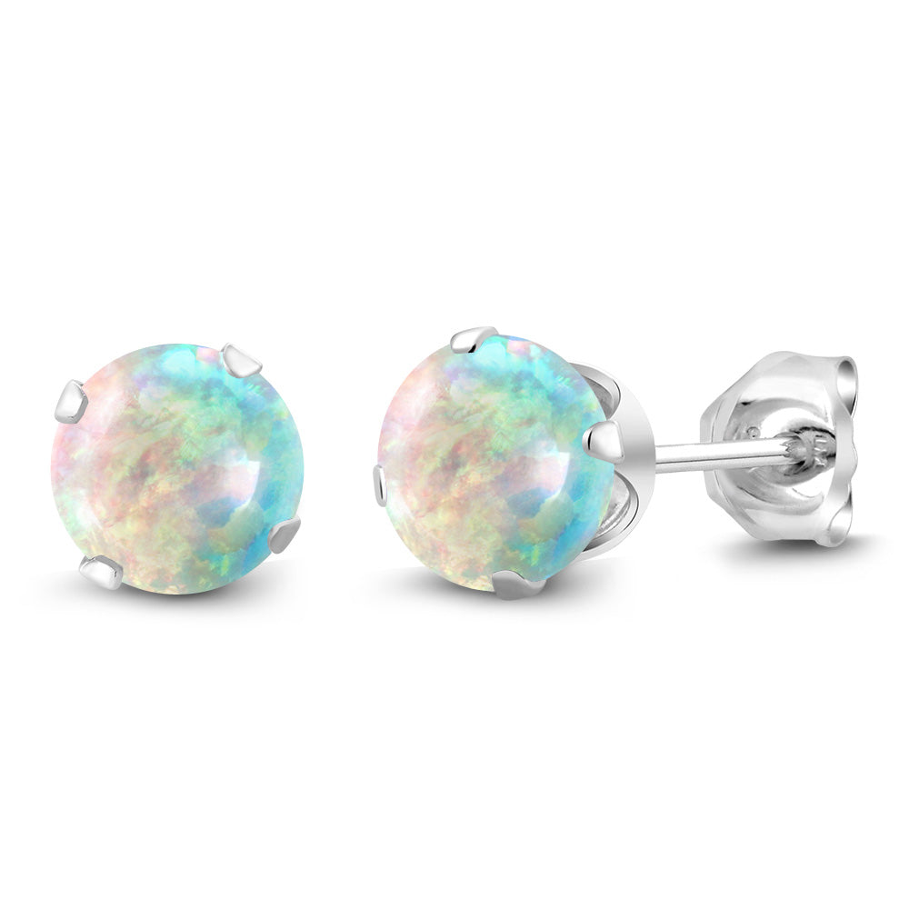 White Opal - October_Earrings in 925 Sterling Silver